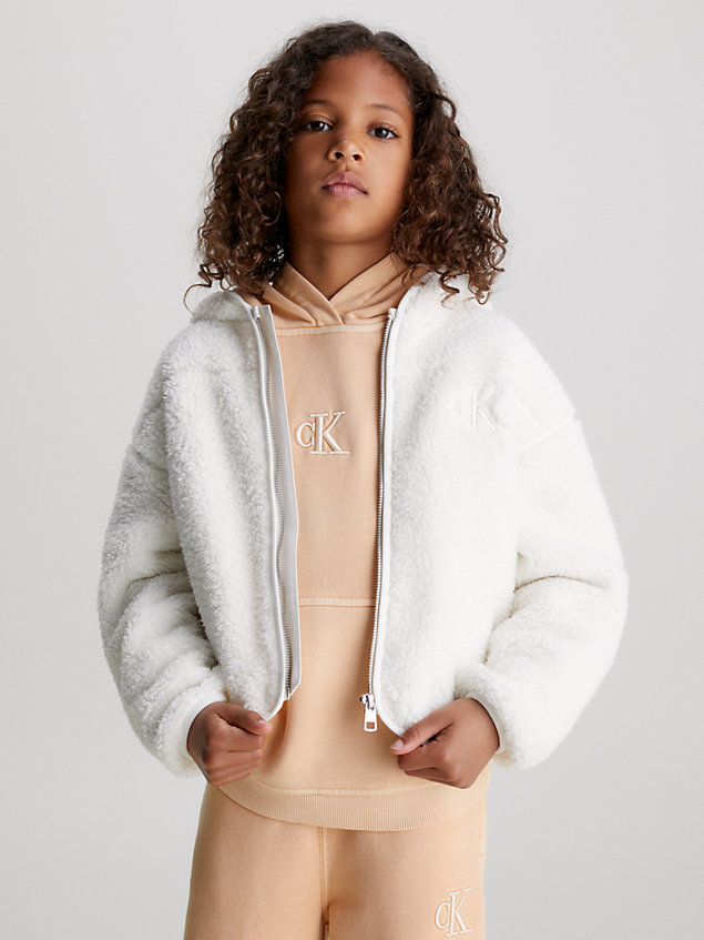  relaxed teddy zip up hoodie for girls calvin klein jeans