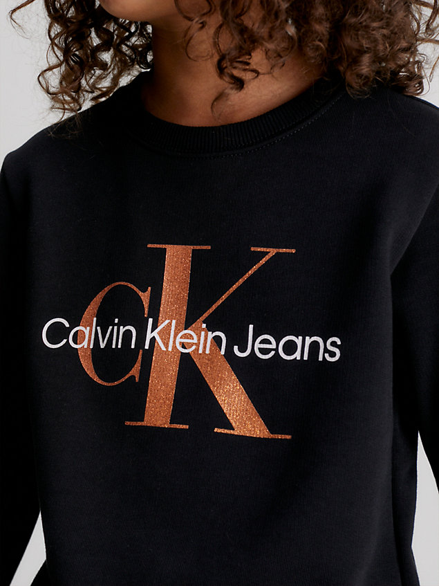 black relaxed logo-sweatshirt für maedchen - calvin klein jeans