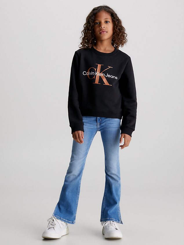 black relaxed logo-sweatshirt für maedchen - calvin klein jeans