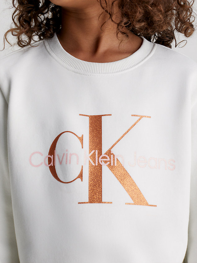 sweat-shirt relaxed avec logo white pour filles calvin klein jeans
