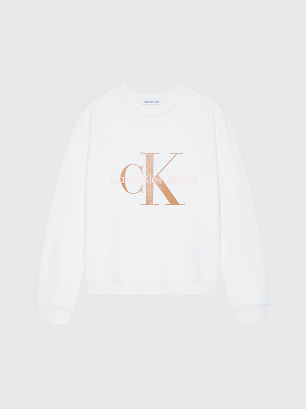 ivory relaxed logo sweatshirt for girls calvin klein jeans