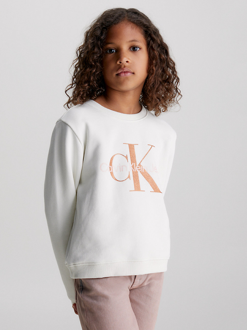 IVORY Relaxed Logo-Sweatshirt undefined Maedchen Calvin Klein