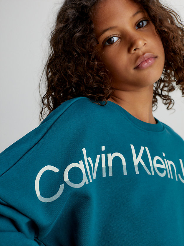 atlantic deep boxy logo sweatshirt for girls calvin klein jeans