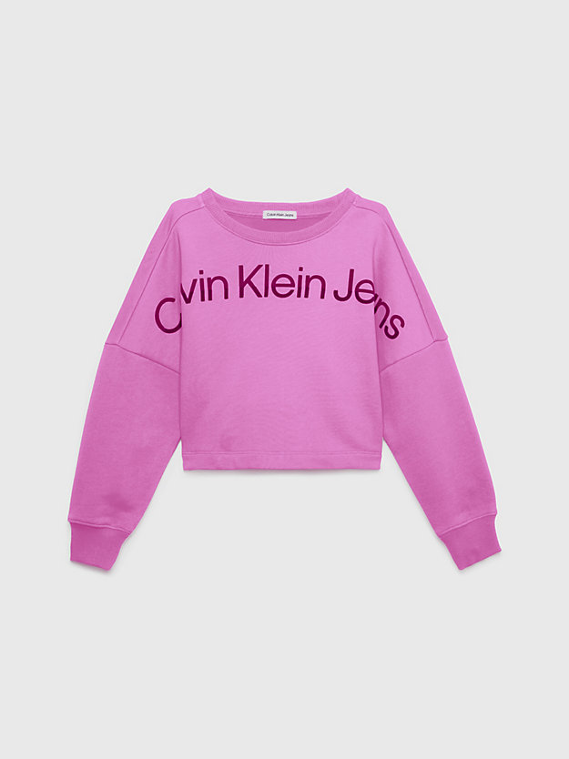 violet fun boxy logo sweatshirt for girls calvin klein jeans