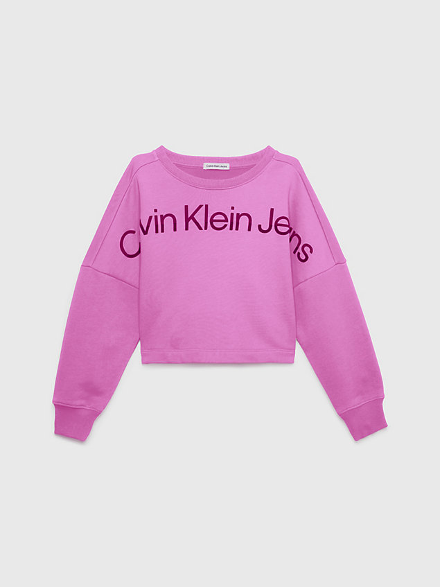sweat-shirt boxy avec logo purple pour filles calvin klein jeans