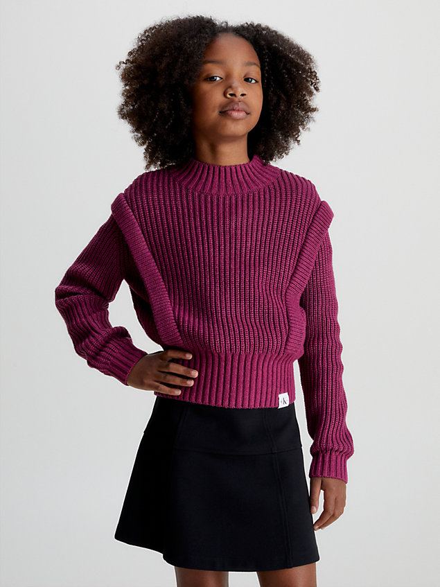 purple sweter typu baskinka dla dziewczynki - calvin klein jeans