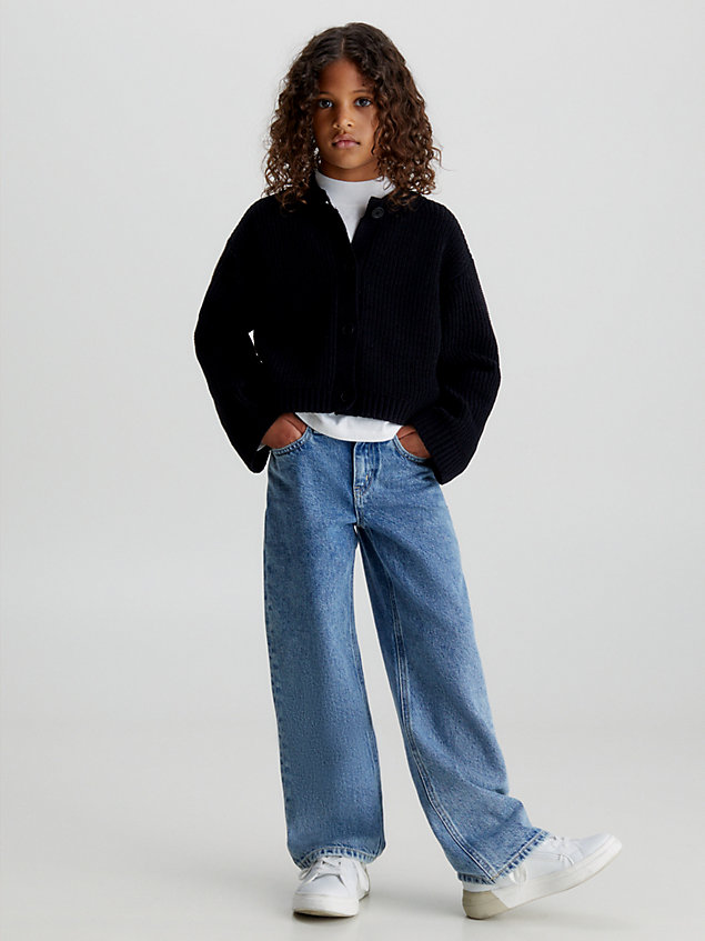 black chenille buttoned cardigan jumper for girls calvin klein jeans