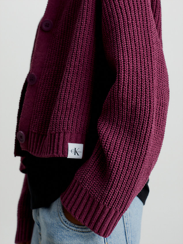 purple trui met chenille knoopjes voor meisjes - calvin klein jeans