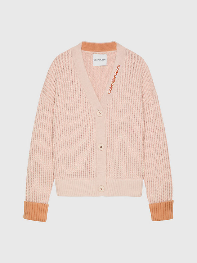 pink relaxed two tone cardigan jumper for girls calvin klein jeans