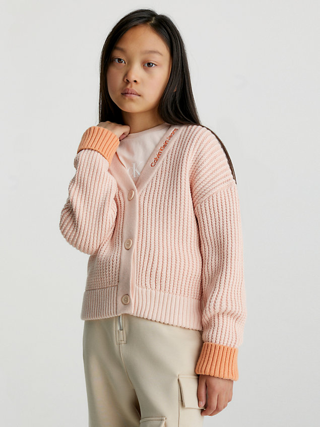pink ontspannen tweekleurig vest voor meisjes - calvin klein jeans
