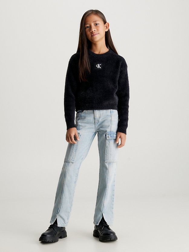 ck black soft textured jumper for girls calvin klein jeans