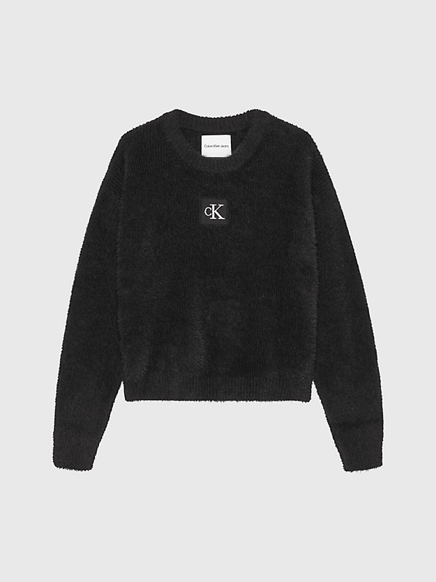 ck black soft textured jumper for girls calvin klein jeans