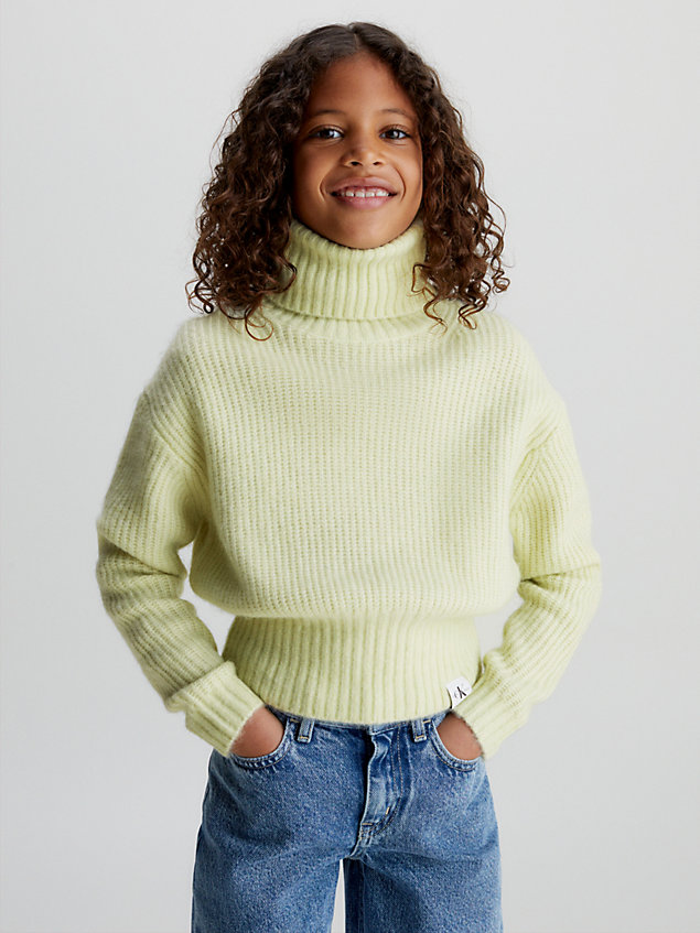 green trui met col van acryl voor meisjes - calvin klein jeans