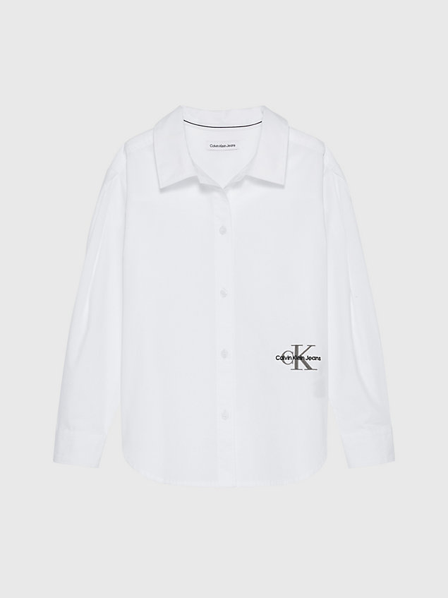white oversized popline logo-shirt für maedchen - calvin klein jeans