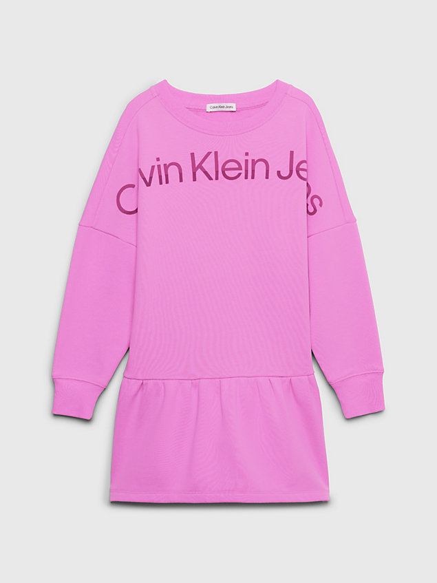 purple flared logo sweatshirt dress for girls calvin klein jeans