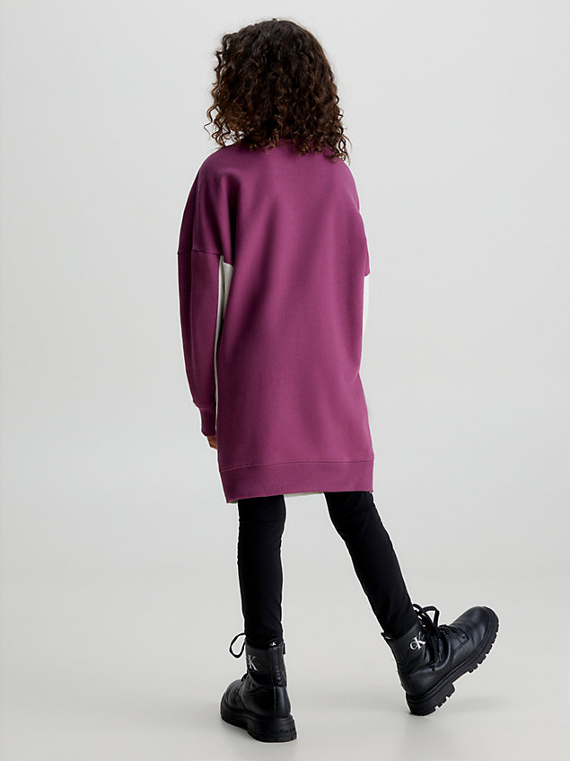 robe sweat color-block purple pour filles calvin klein jeans
