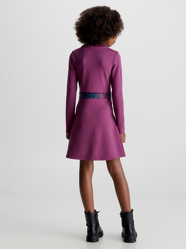 purple uitlopende milano logo jurk voor meisjes - calvin klein jeans