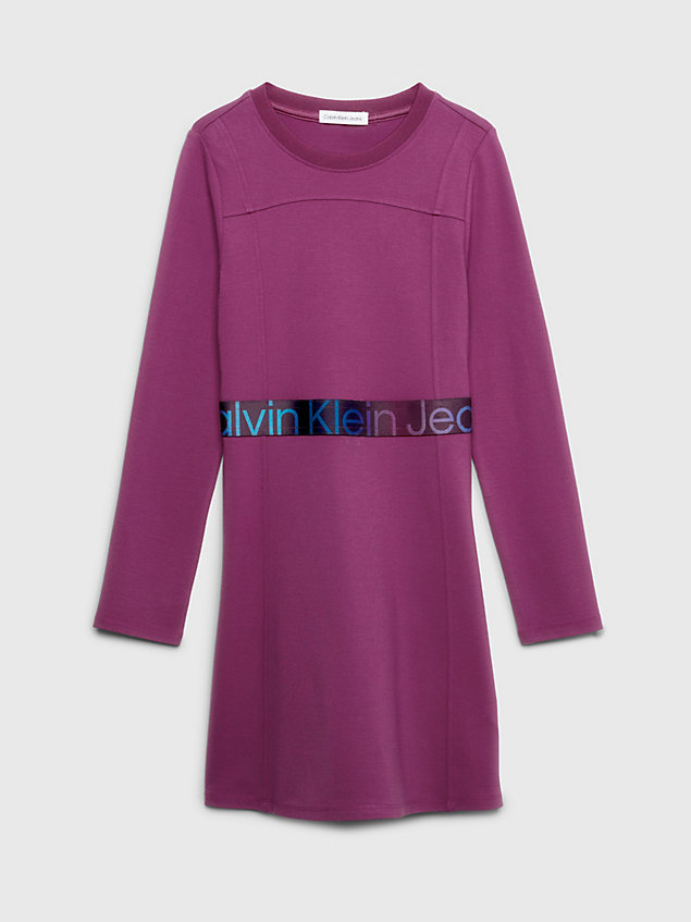 robe évasée en milano avec logo purple pour filles calvin klein jeans