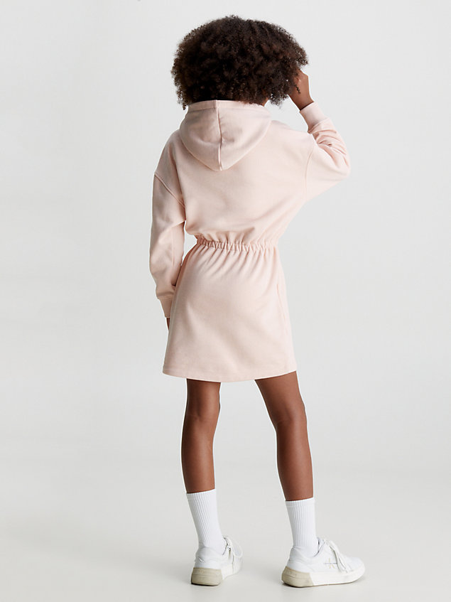 pink fleece peplum hoodie jurk voor meisjes - calvin klein jeans