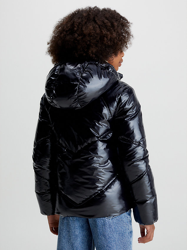black glossy puffer jacket for girls calvin klein jeans