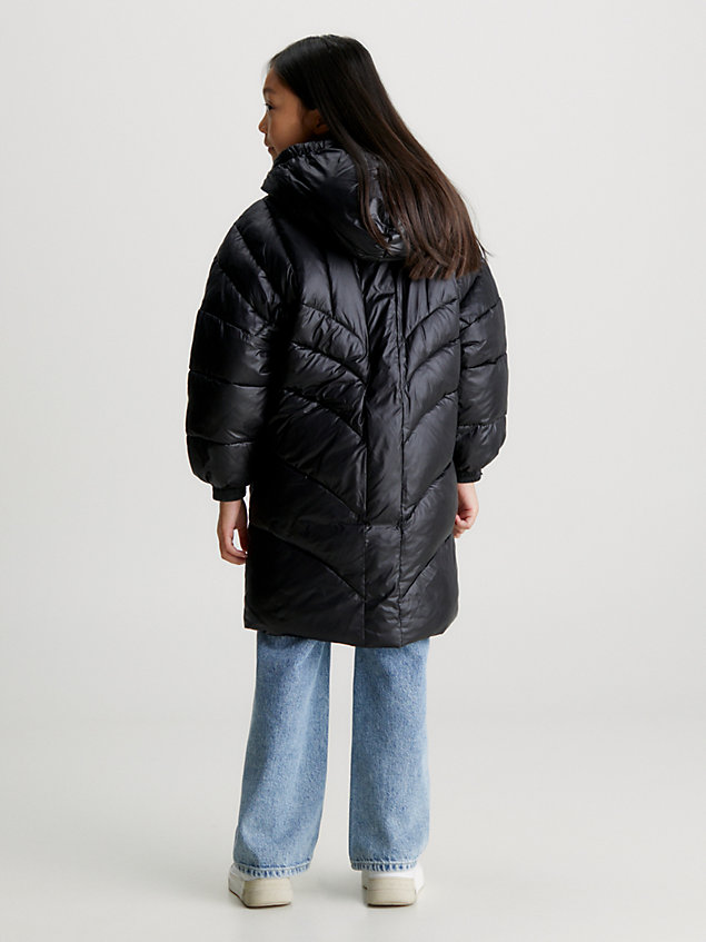 black ocieplany płaszcz oversize dla dziewczynki - calvin klein jeans