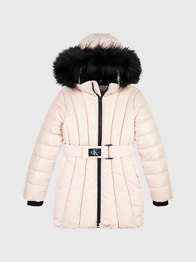 rose clay belted puffer coat for girls calvin klein jeans
