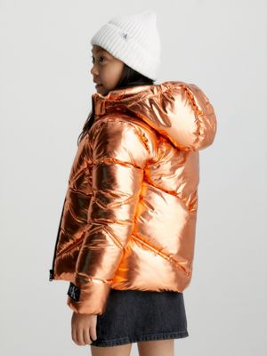 Bronze metallic cheap puffer jacket