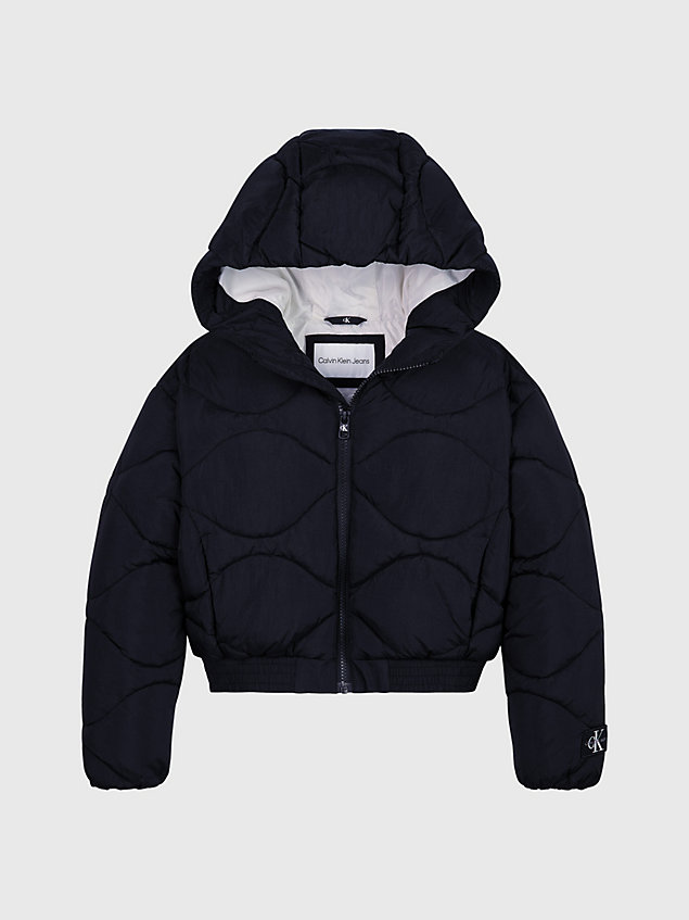 black hooded quilted puffer jacket for girls calvin klein jeans