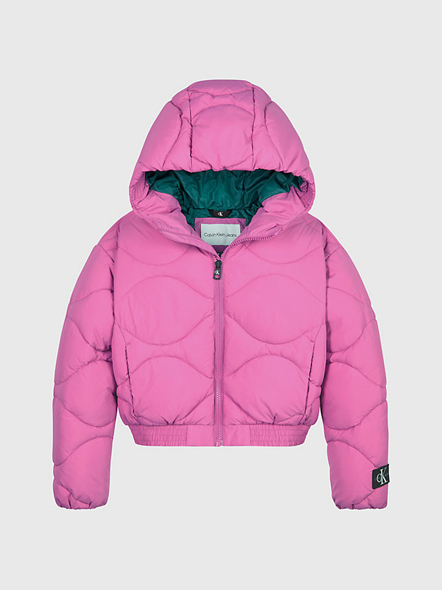 violet fun hooded quilted puffer jacket for girls calvin klein jeans