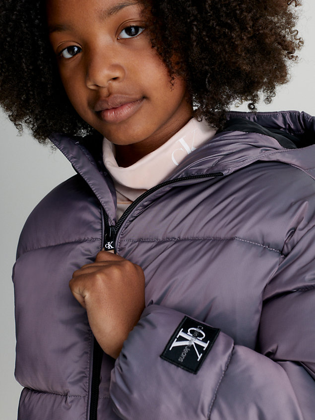 purple ripstop padded puffer jacket for girls calvin klein jeans