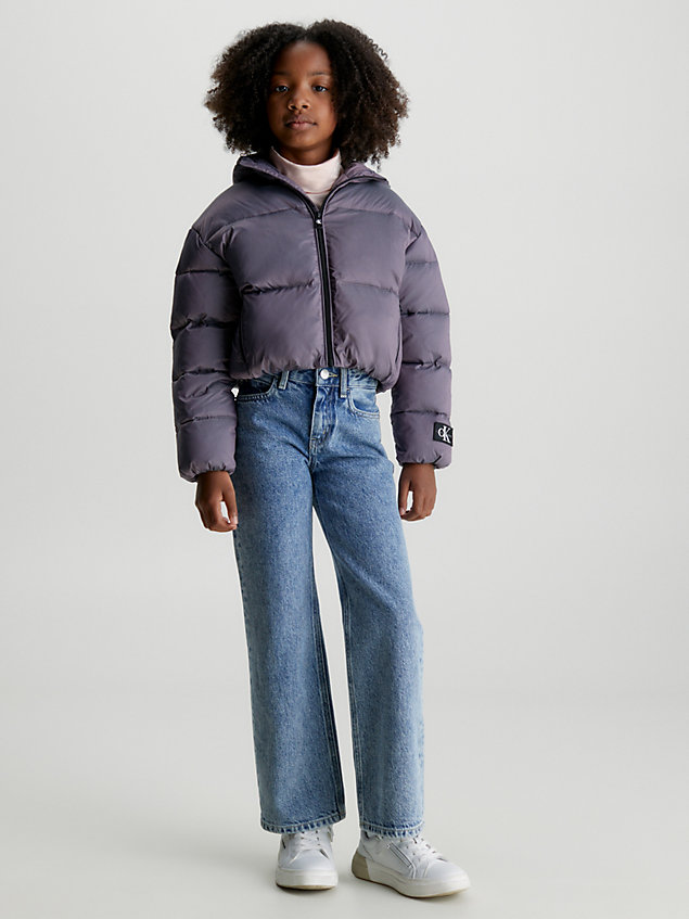 purple ocieplana kurtka puchowa z nylonu ripstop dla dziewczynki - calvin klein jeans