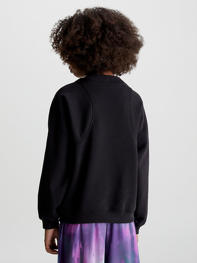 sweat-shirt en coton avec logo black pour filles calvin klein jeans