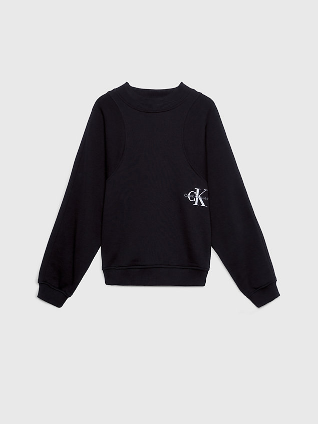 sweat-shirt en coton avec logo black pour filles calvin klein jeans