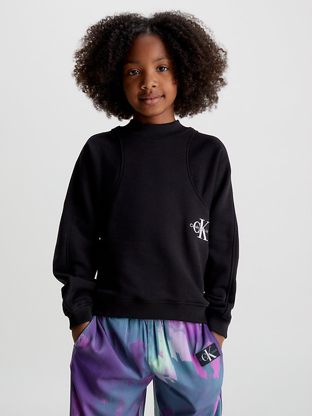 ck black cotton logo sweatshirt for girls calvin klein jeans