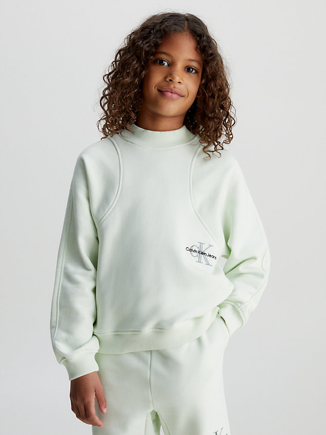 green cotton logo sweatshirt for girls calvin klein jeans
