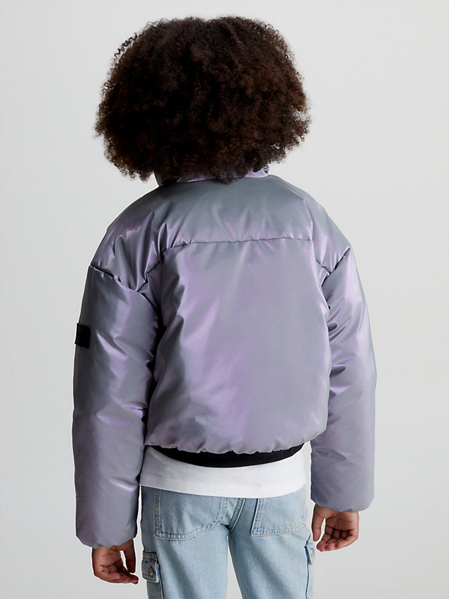 giacca imbottita super lucida purple da bambina calvin klein jeans