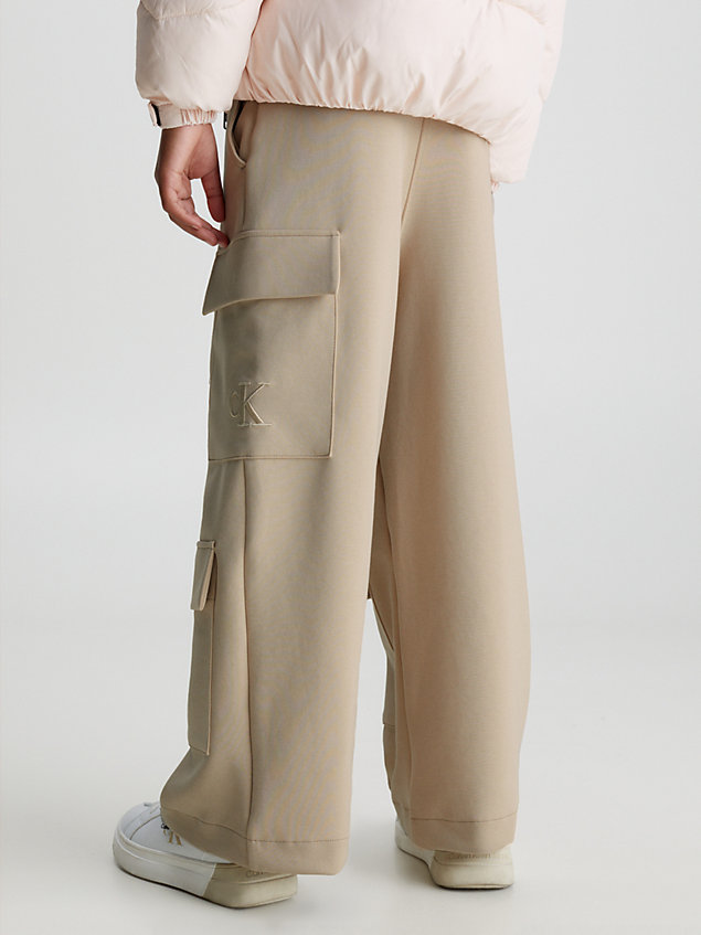 grey spacer cargo trousers for girls calvin klein jeans