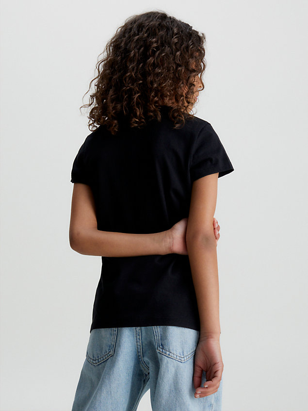 t-shirt slim avec logo black pour filles calvin klein jeans