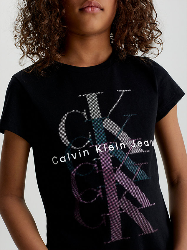 t-shirt con logo slim black da bambina calvin klein jeans