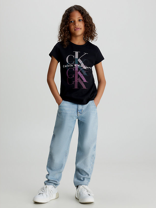 black slank logo t-shirt voor meisjes - calvin klein jeans