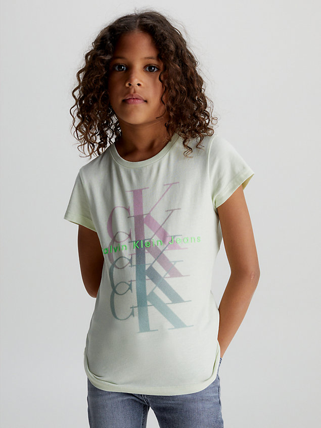 t-shirt slim avec logo green pour filles calvin klein jeans