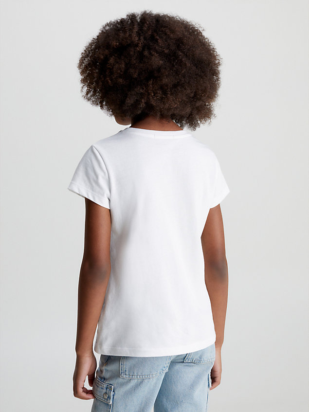 t-shirt con logo slim white da bambina calvin klein jeans