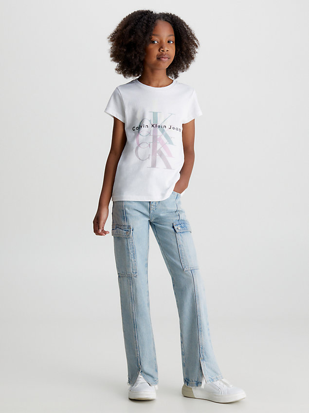 t-shirt slim avec logo white pour filles calvin klein jeans