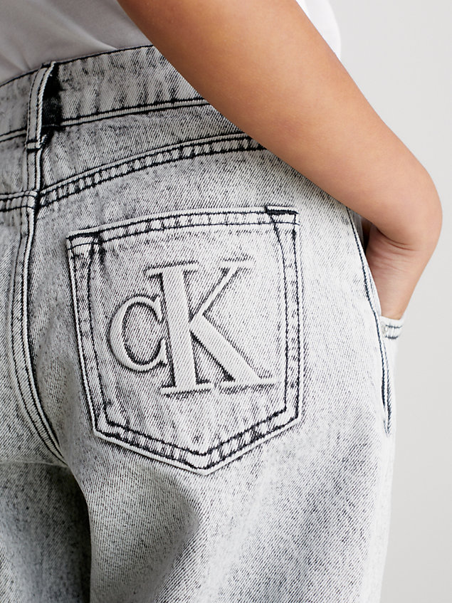 denim stonewashed jeans met barrel pijp voor meisjes - calvin klein jeans
