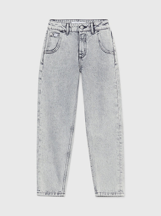 stone light grey barrel leg stonewash jeans for girls calvin klein jeans