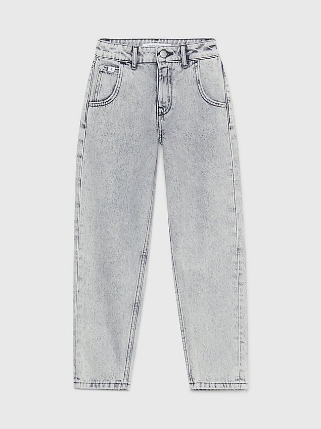 denim stonewashed jeans met barrel pijp voor meisjes - calvin klein jeans