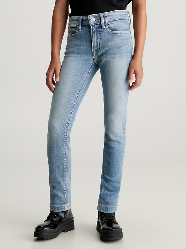 denim jeansy mid rise skinny dla dziewczynki - calvin klein jeans