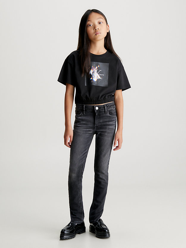 optic black skinny slit cuff jeans for girls calvin klein jeans