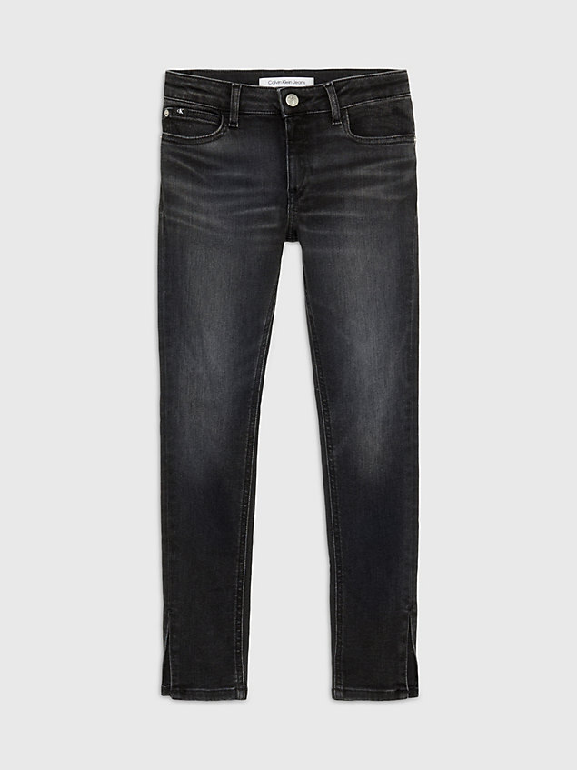denim skinny slit cuff jeans voor meisjes - calvin klein jeans