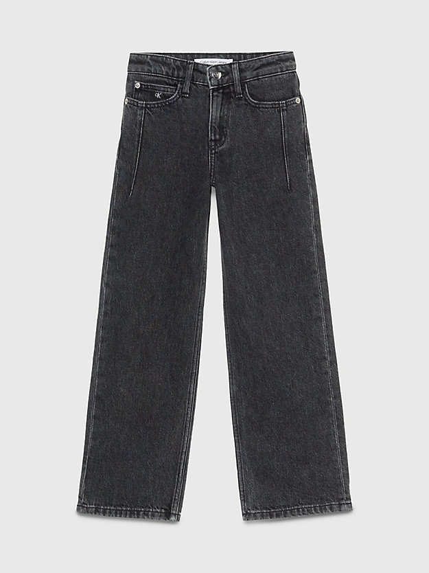 optic washed black high rise wed leg jeans for girls calvin klein jeans
